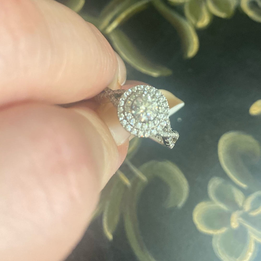 Split Shank Round Frame Swarovski Element Ring In… - image 2